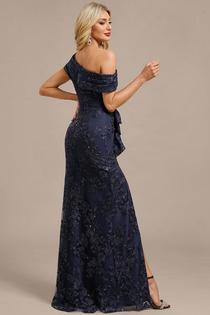 Robe Fourreau Soirée Navy Pailletée - gallery 6