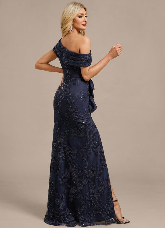 Robe Fourreau Soirée Navy Pailletée - gallery 6