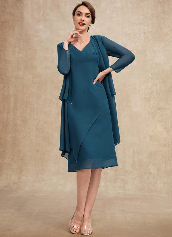 Robe Fourreau Chiffon Émeraude - gallery 1