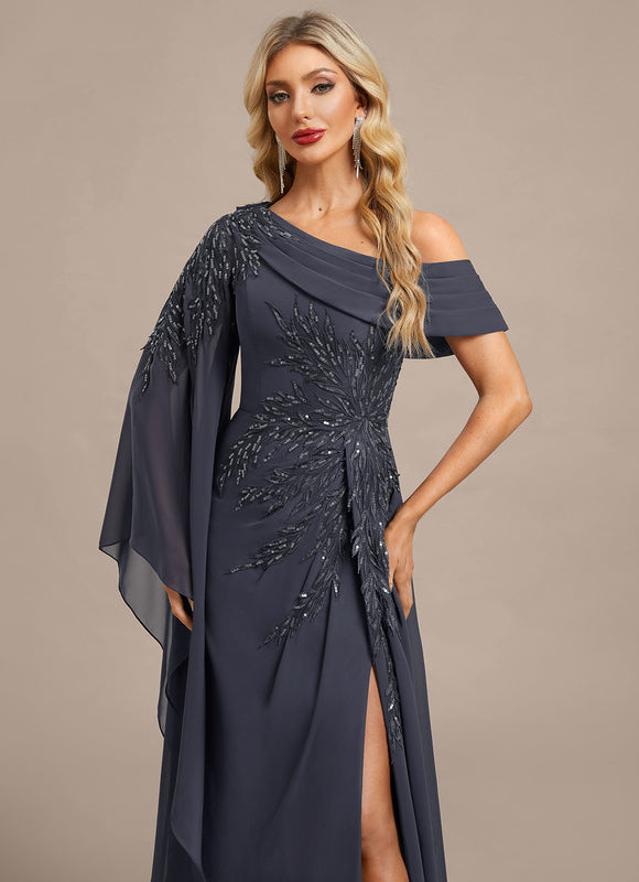 Robe Fourreau Longue Asymétrique Élégante - gallery 1