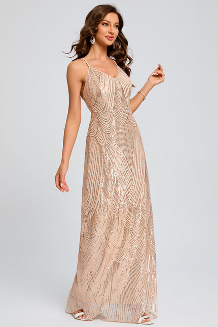Robe Fourreau Pailletée Nude - gallery 2