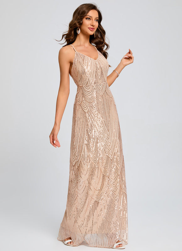 Robe Fourreau Pailletée Nude - gallery 2