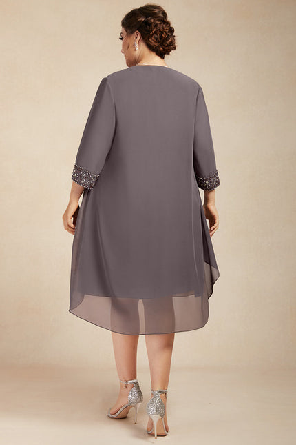 Robe Fourreau Élégante Grise - gallery 9