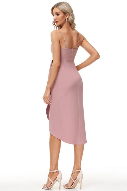 Robe Fourreau Asymétrique Rose - gallery 5