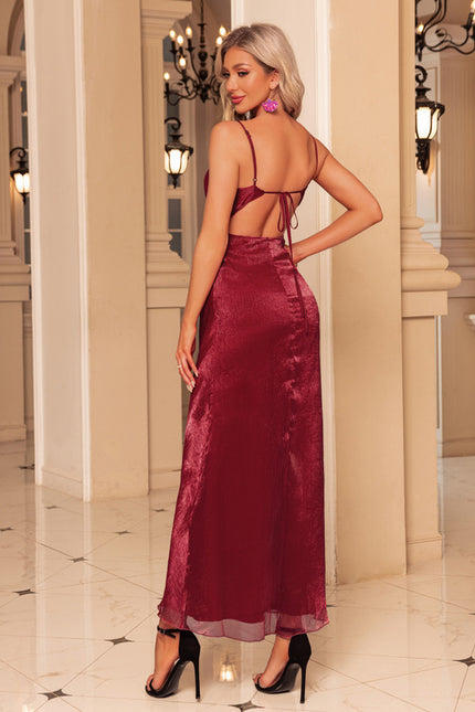 Robe Fourreau Satinée Bordeaux - gallery 6