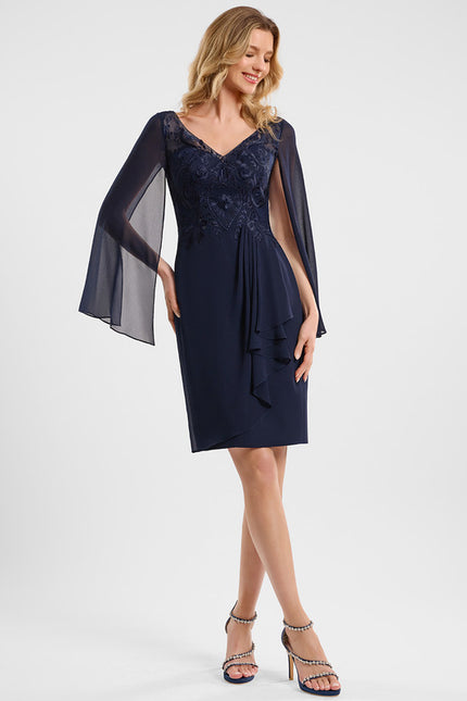 Robe Fourreau Vaporeuse Marine - gallery 3