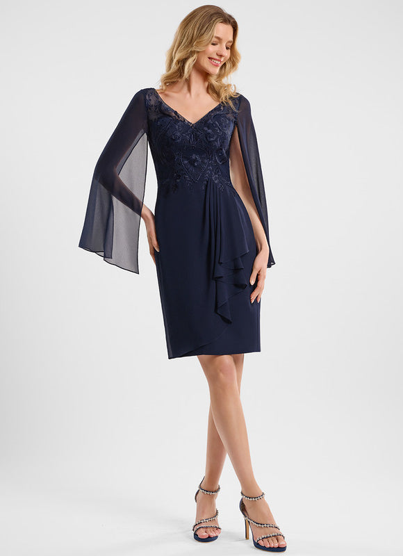 Robe Fourreau Vaporeuse Marine - gallery 3