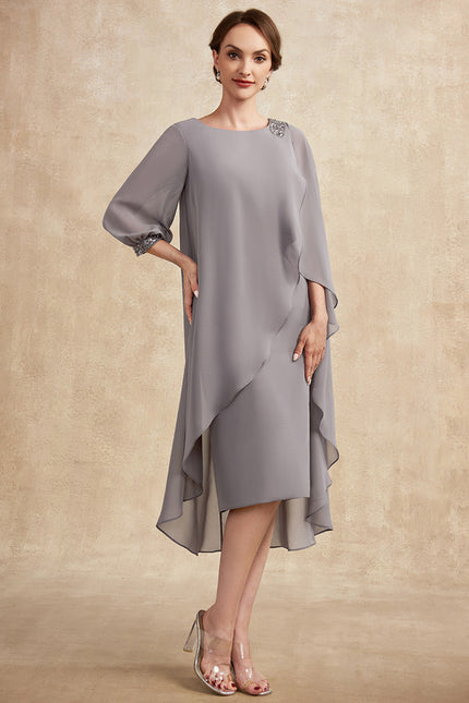 Robe Fourreau Élégante Grise - gallery 5