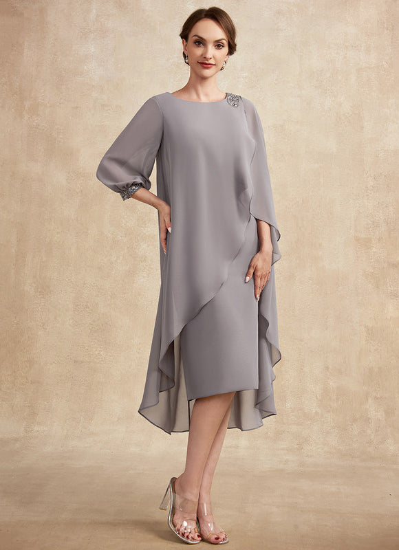 Robe Fourreau Élégante Grise - gallery 5