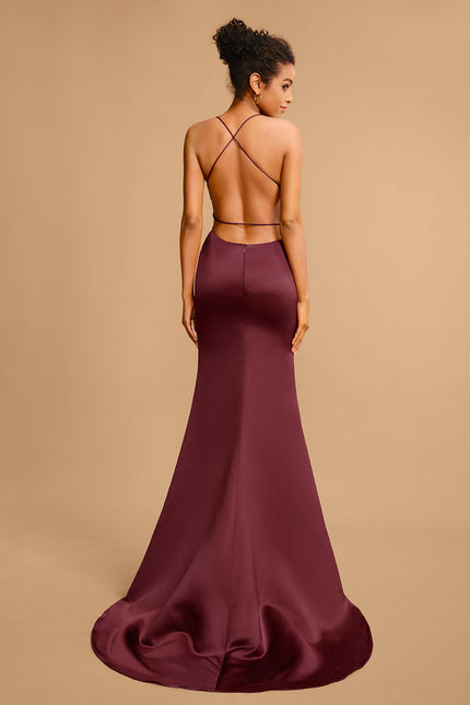 Robe Fourreau Traîne Bordeaux