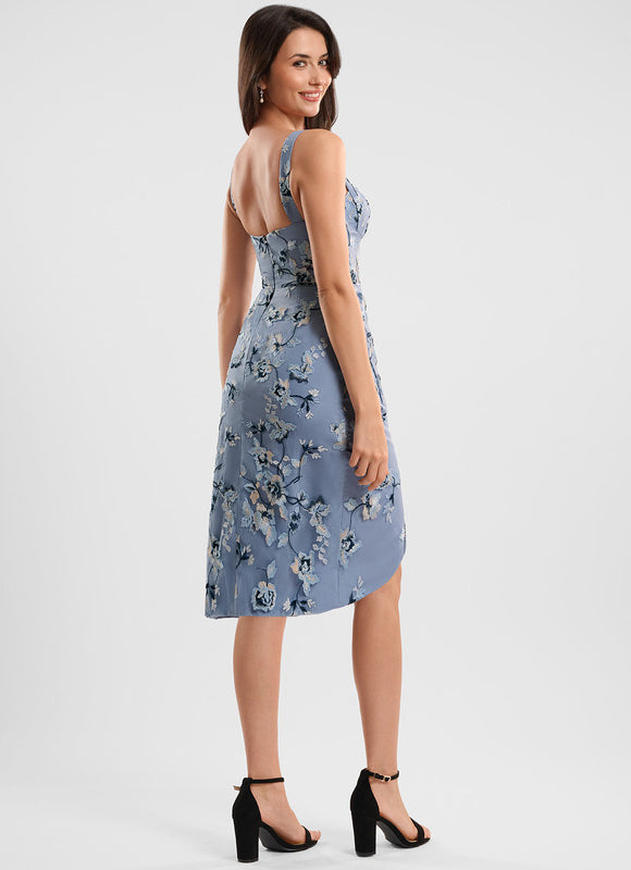 Robe Fourreau Bleue Florale - gallery 5