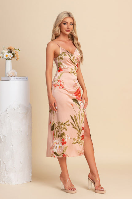 Robe Fourreau Satinée Florale - gallery 4