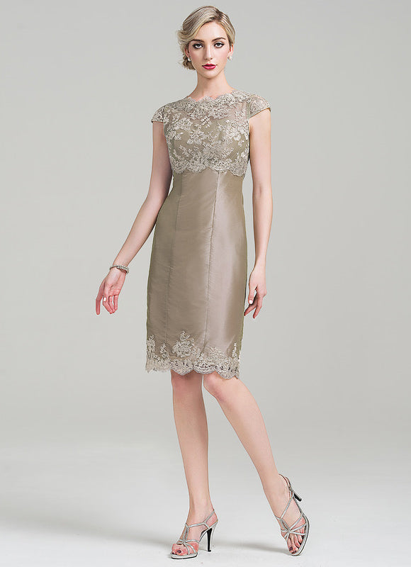 Robe Fourreau Dentelle Beige - gallery 5