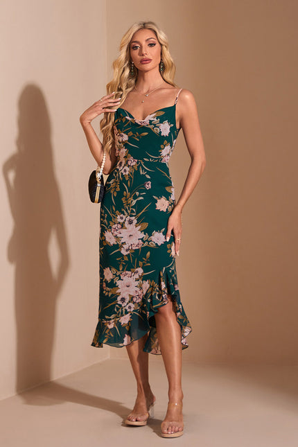 Robe Fourreau Émeraude Fleurie