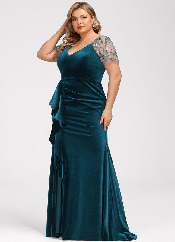 Robe Fourreau Velours Élégant - gallery 1