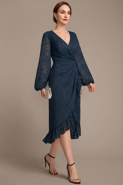 Robe Fourreau Dentelle Marine - gallery 5