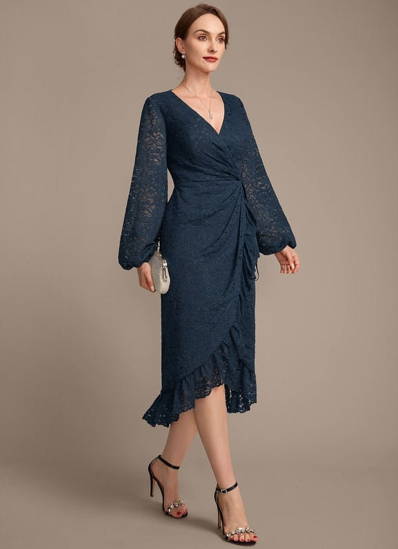 Robe Fourreau Dentelle Marine - gallery 5