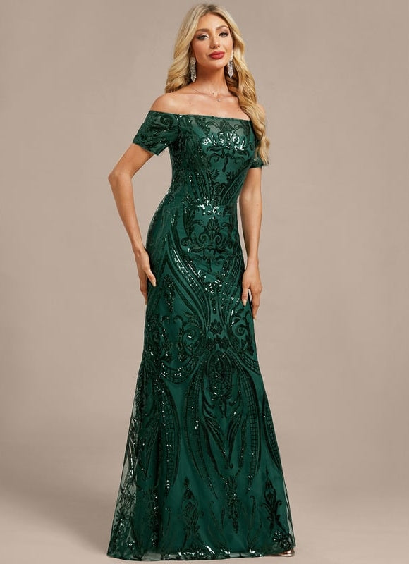 Robe Fourreau Scintillante Verte - gallery 4