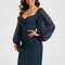 Robe Fourreau Élégante Manches Bouffantes