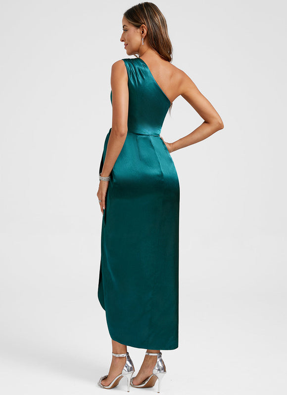 Robe Fourreau Satinée Asymétrique - gallery 5