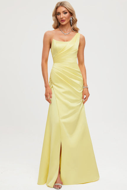 Robe Fourreau Satinée Jaune - gallery 6