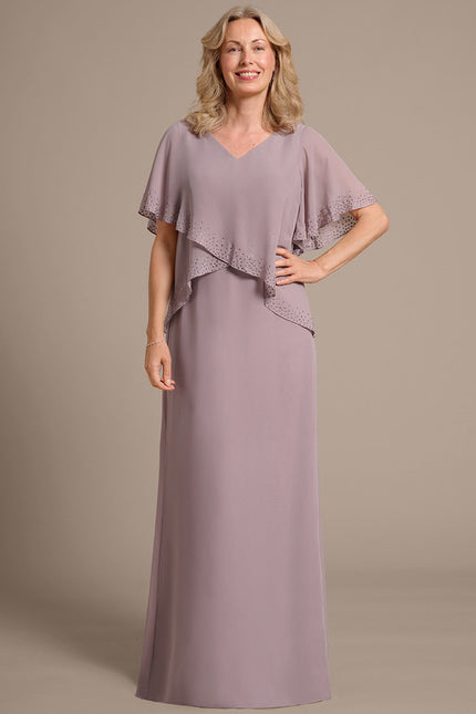 Robe Fourreau Longue Mauve Fluide