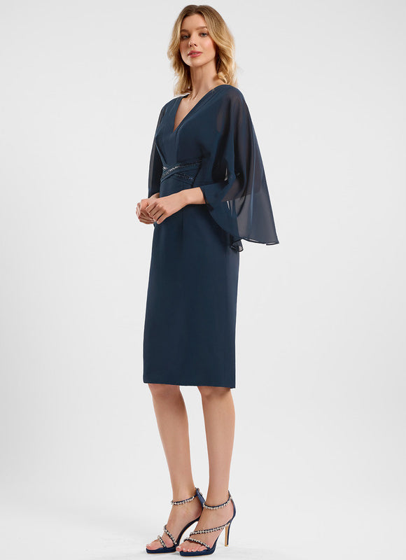 Robe Fourreau Châle Élégante - gallery 3