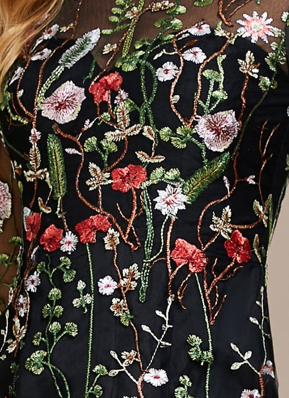 Robe Fourreau Florale Nocturne - gallery 1