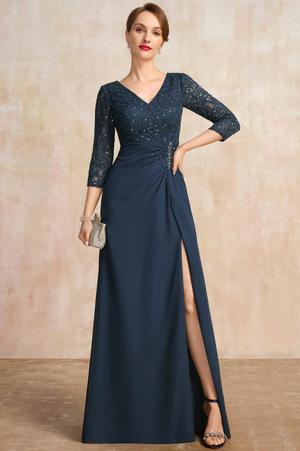 Robe Fourreau Longue Marine Chic