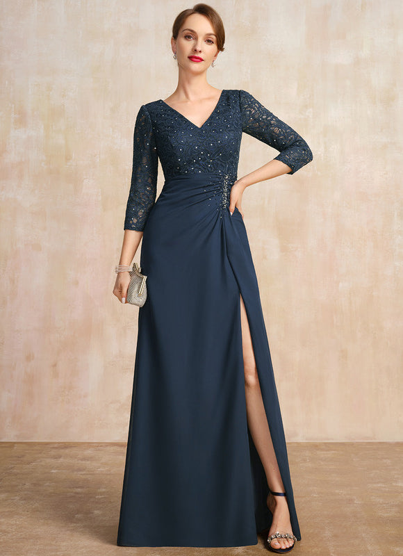 Robe Fourreau Longue Marine Chic