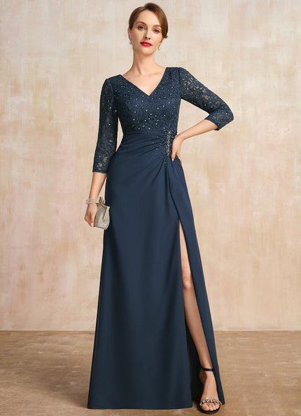 Robe Fourreau Longue Marine Chic