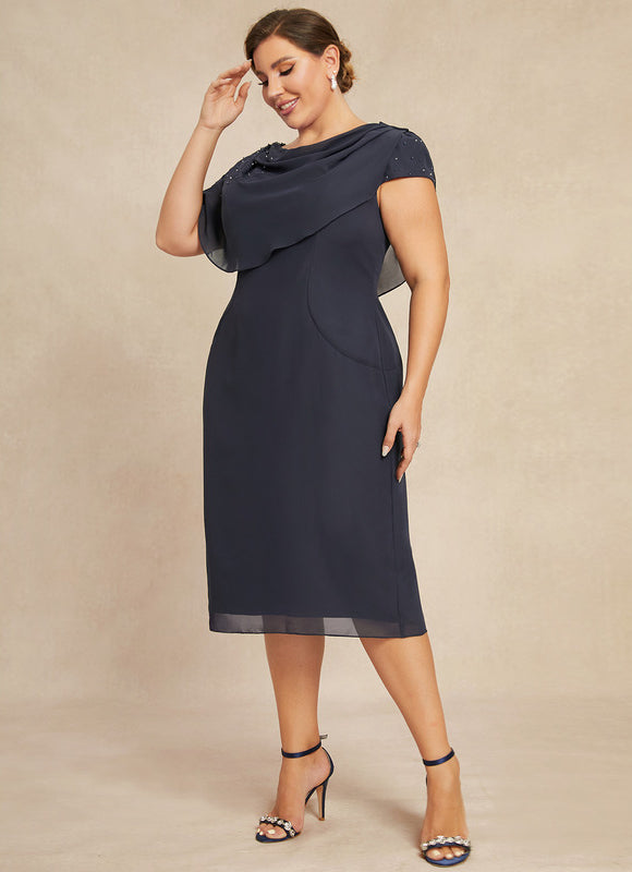 Robe Fourreau Élégante Grise - gallery 9