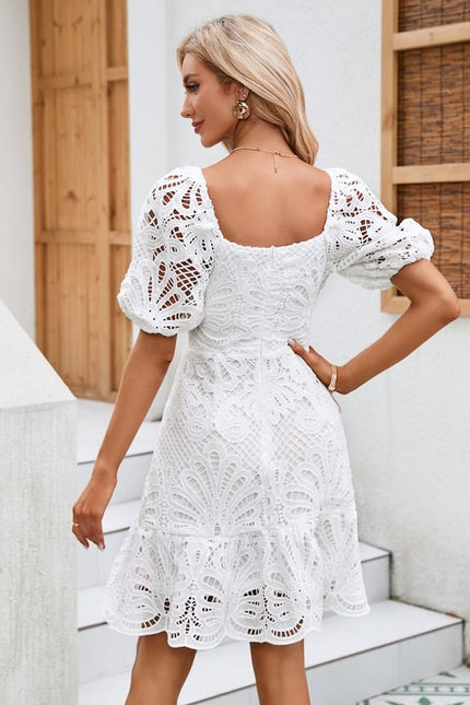Robe Fourreau Blanche À Volants - gallery 5