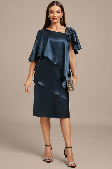 Robe Fourreau Satinée Asymétrique Chic - gallery 1