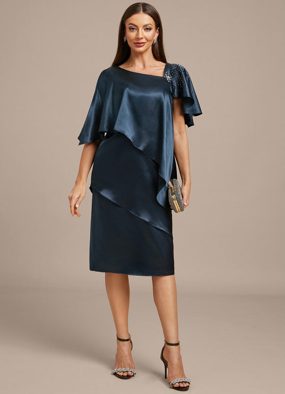 Robe Fourreau Satinée Asymétrique Chic - gallery 1