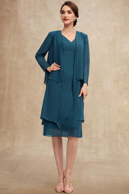 Robe Fourreau Chiffon Émeraude - gallery 2