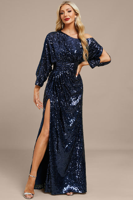 Robe Fourreau Asymétrique Scintillante - gallery 1