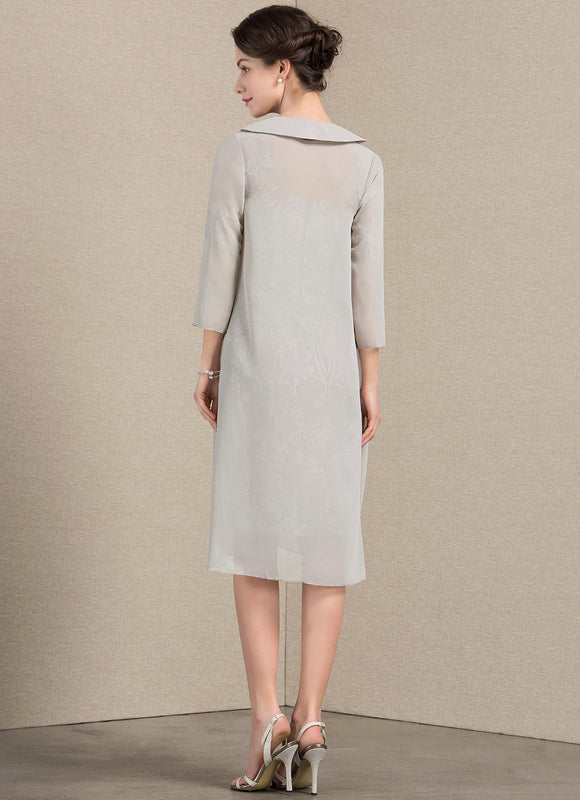 Robe Fourreau Élégance Grise - gallery 4