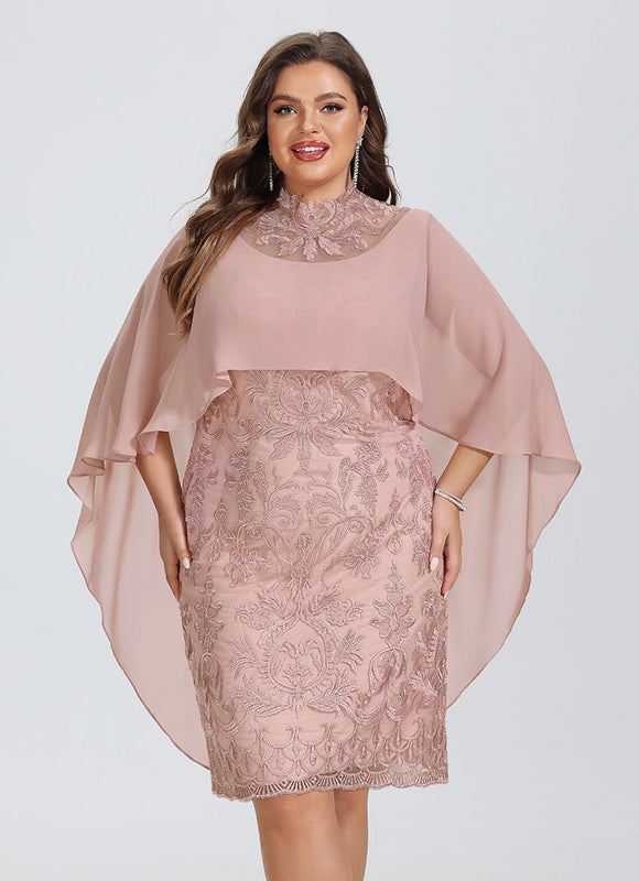 Robe Fourreau Rose Velouté - gallery 4