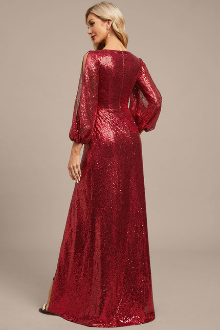 Robe Fourreau Pailletée Bordeaux - gallery 7
