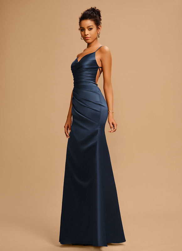 Robe Fourreau Satin Céleste - gallery 3