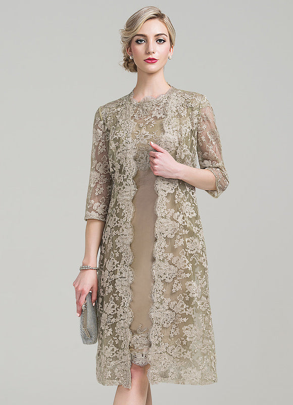 Robe Fourreau Dentelle Beige