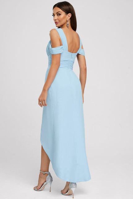 Robe Fourreau Bleu Ciel Ajustée - gallery 3