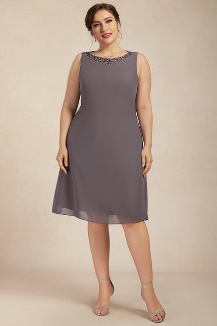 Robe Fourreau Élégante Grise - gallery 8