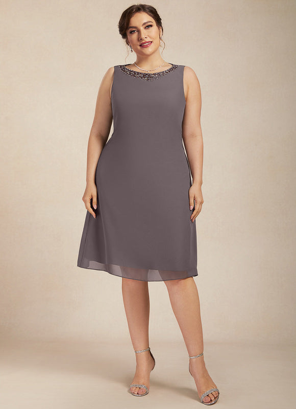 Robe Fourreau Élégante Grise - gallery 8