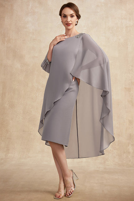 Robe Fourreau Élégante Grise - gallery 2