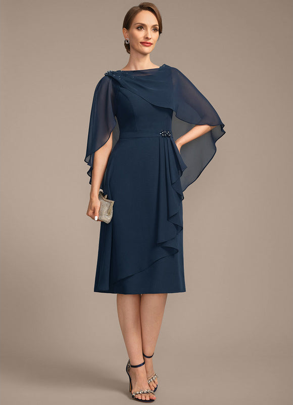 Robe Fourreau Chic Drapé Perlé