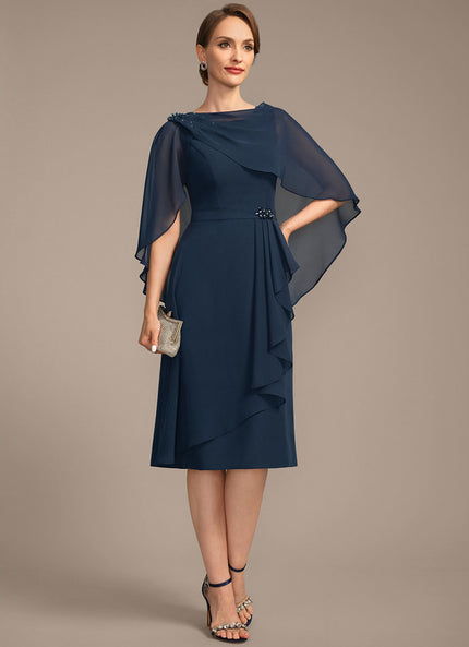 Robe Fourreau Chic Drapé Perlé