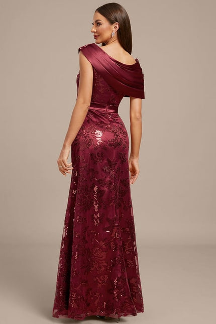Robe Fourreau Satin Bordeaux Élégante - gallery 5
