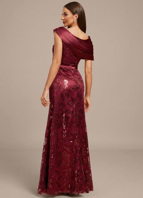 Robe Fourreau Satin Bordeaux Élégante - gallery 5